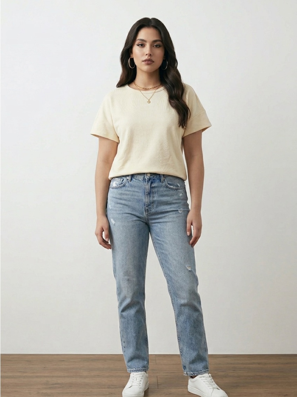 Cable & Gauge Short Sleeve Tee in Cream